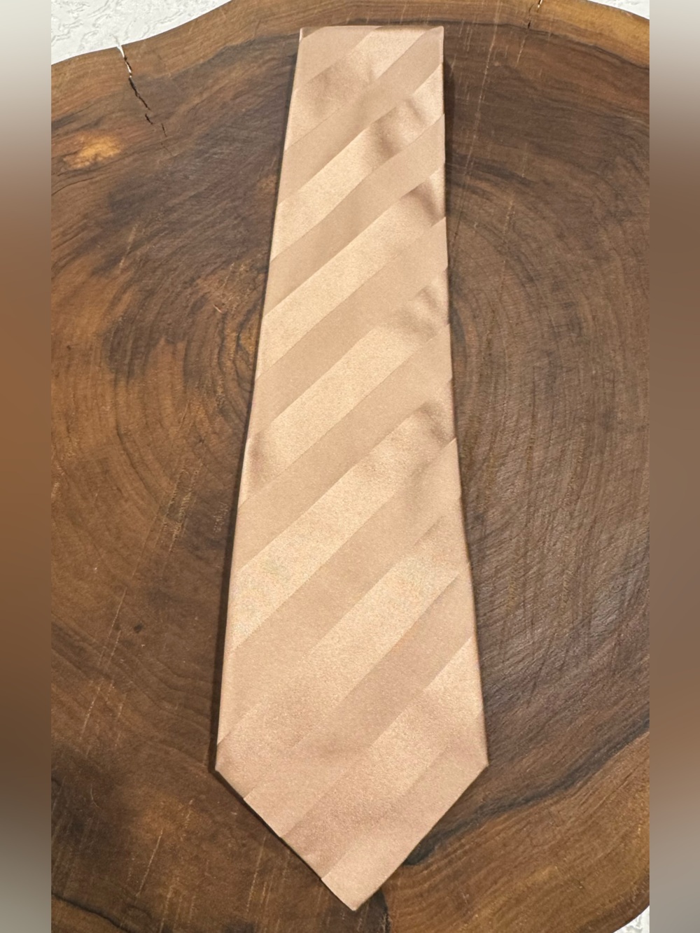NWT Italo Ferretti 100% Silk Tie Champagne Gold Tonal Stripe Handmade Italy